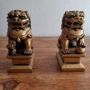 Lot of 2 Foo Dogs Gold Color